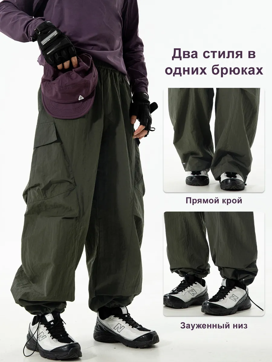 WBMK2467VHL_01 Брюки карго мужские прямого кроя Серо-зелёные — Диагональ — изображение 1