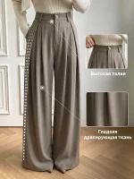 Классические брюки женские широкого кроя Кофейные — Диагональ