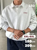 Худи мужское свободного кроя светло-серое — размеры до 8XL Диагональ — изображение 3