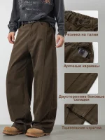 Брюки мужские свободного кроя багги Кофейные — Диагональ — изображение 4