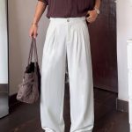 Классические брюки мужские широкого кроя Чисто белые — Диагональ