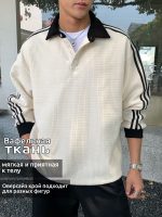 Поло мужское свободного кроя молочно-белое — Диагональ — изображение 10